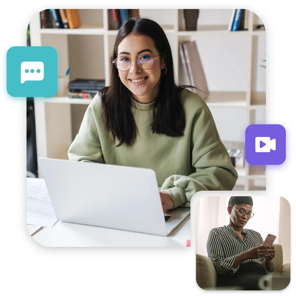 Woman having online therapy session