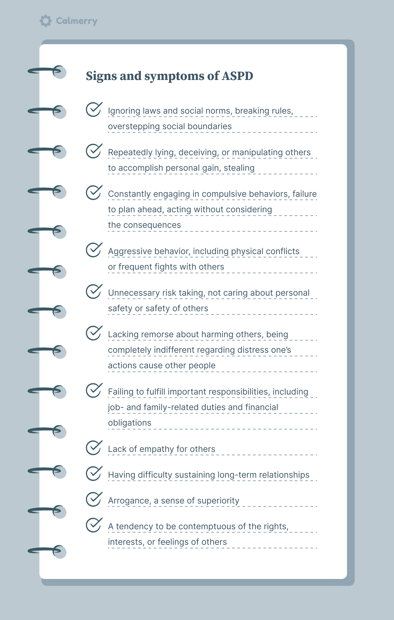 Signs and symptoms of ASPD