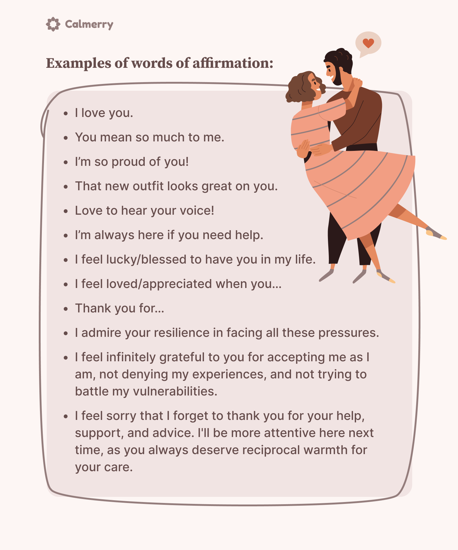 Examples of words of affirmation list