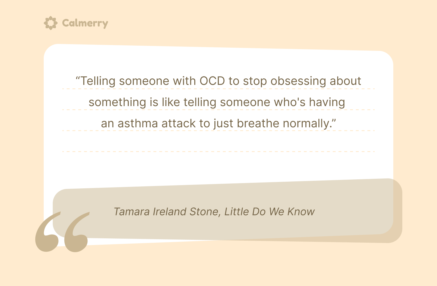 Tamara Ireland Stone quote about OCD