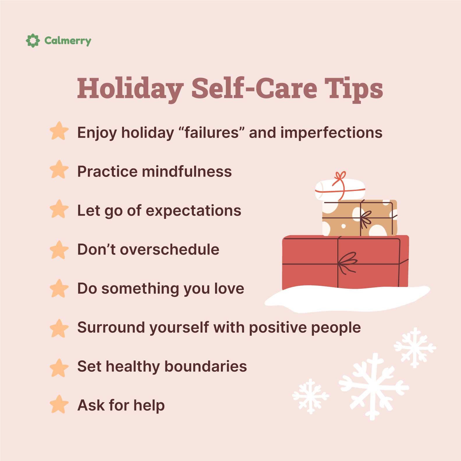 Holiday self-care tips list