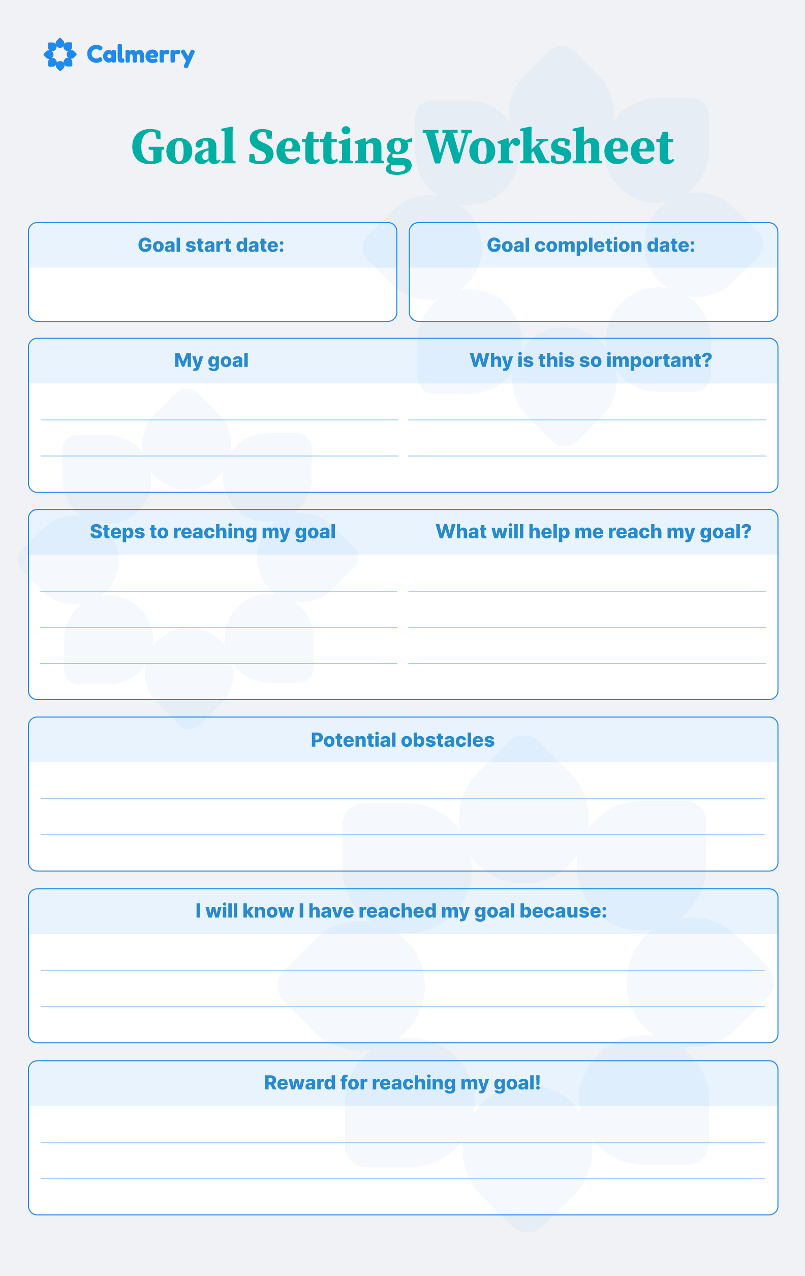 goal setting worksheet