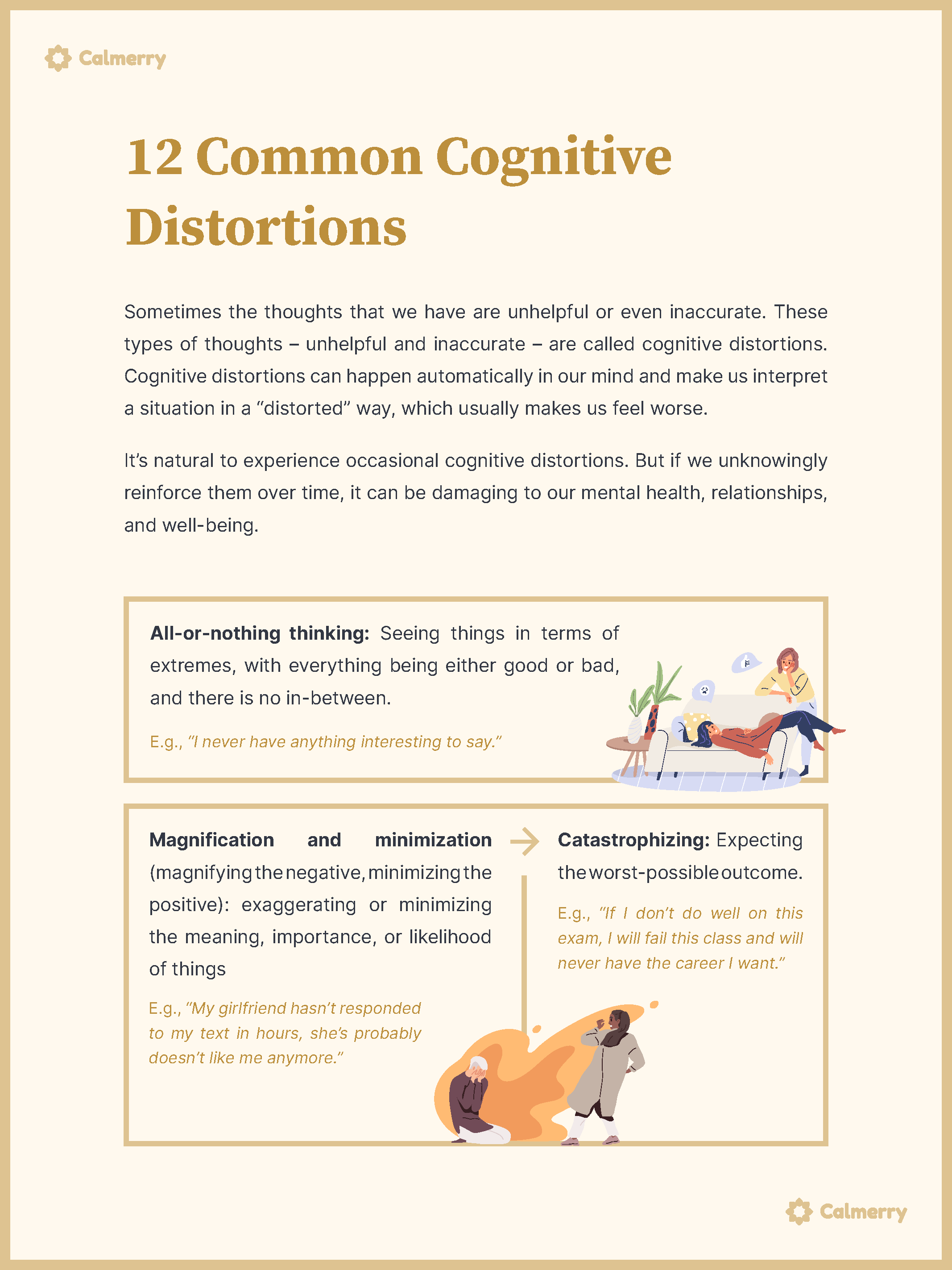 12 Common Cognitive Distortions Worksheet