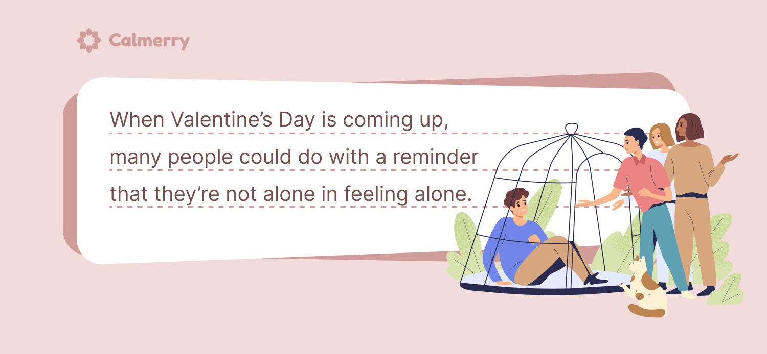 A person is feeling alone on Valentine’s Day and sitting in a cage