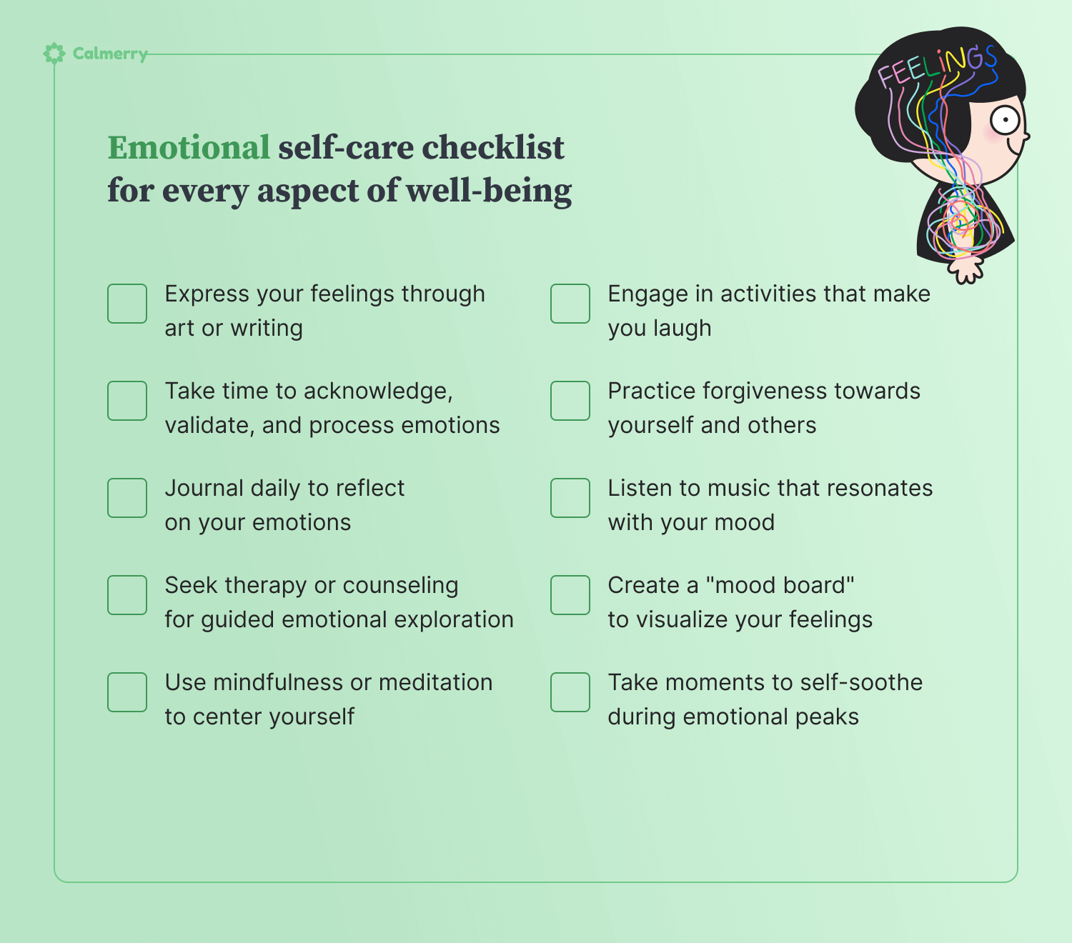 Emotional Self-Care Checklist. If you think others could benefit