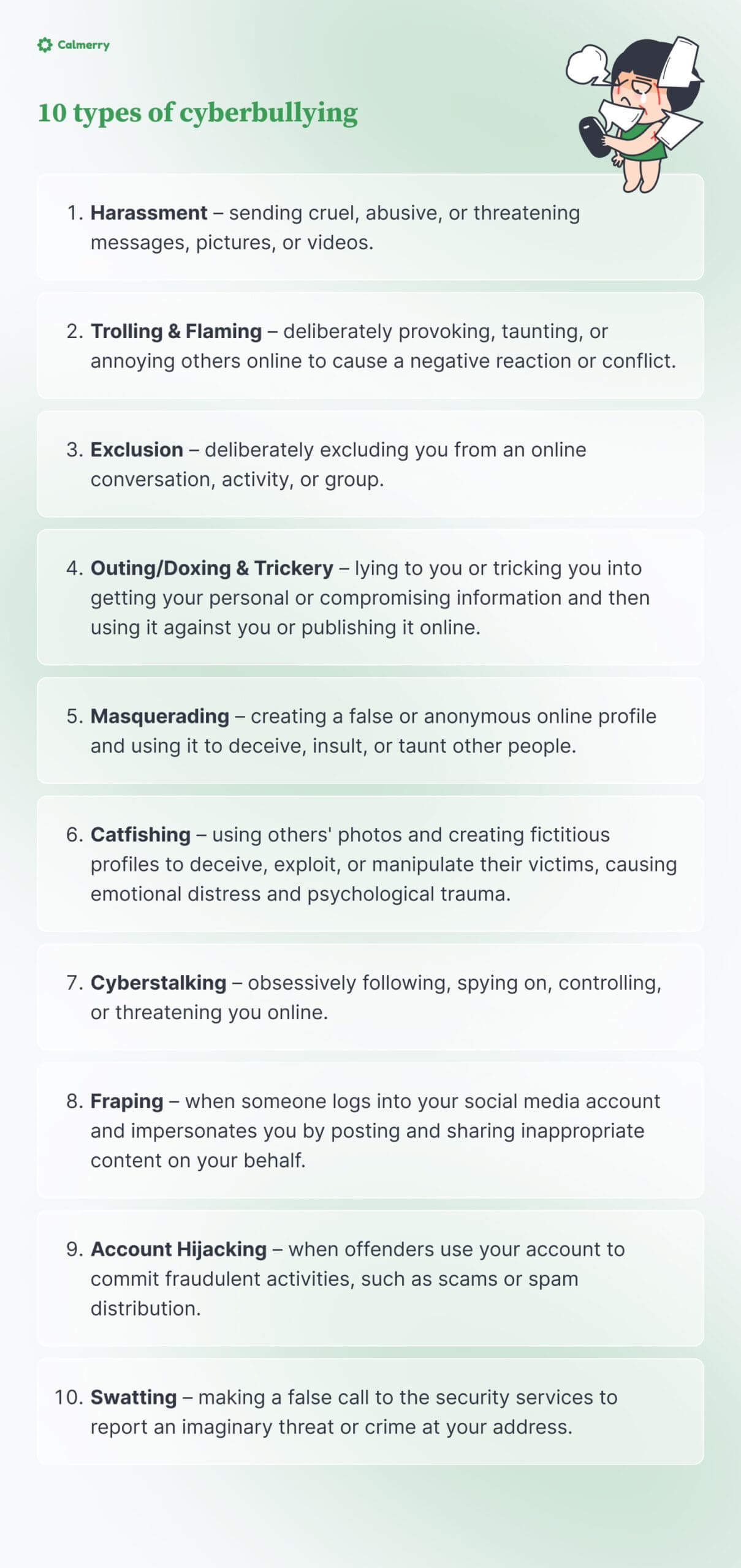 10 types of cyberbullying