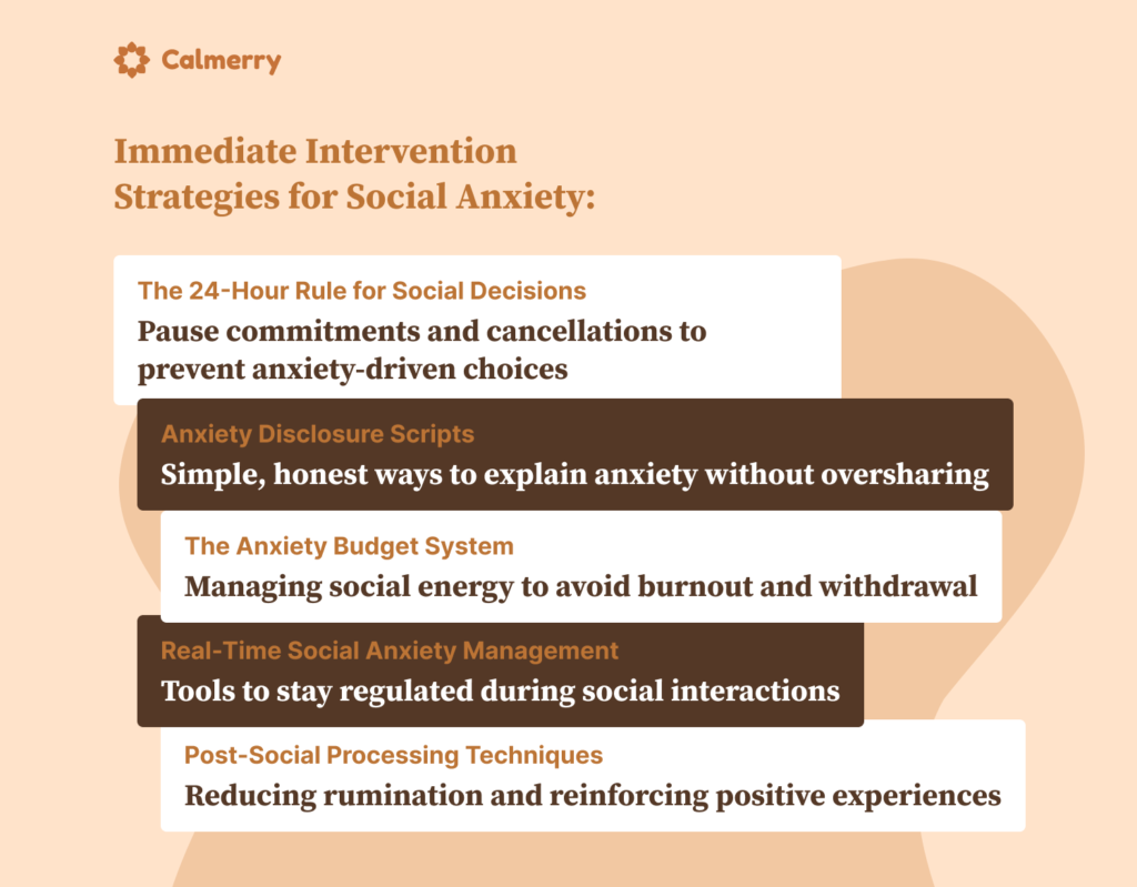 Immediate intervention strategies for social anxiety